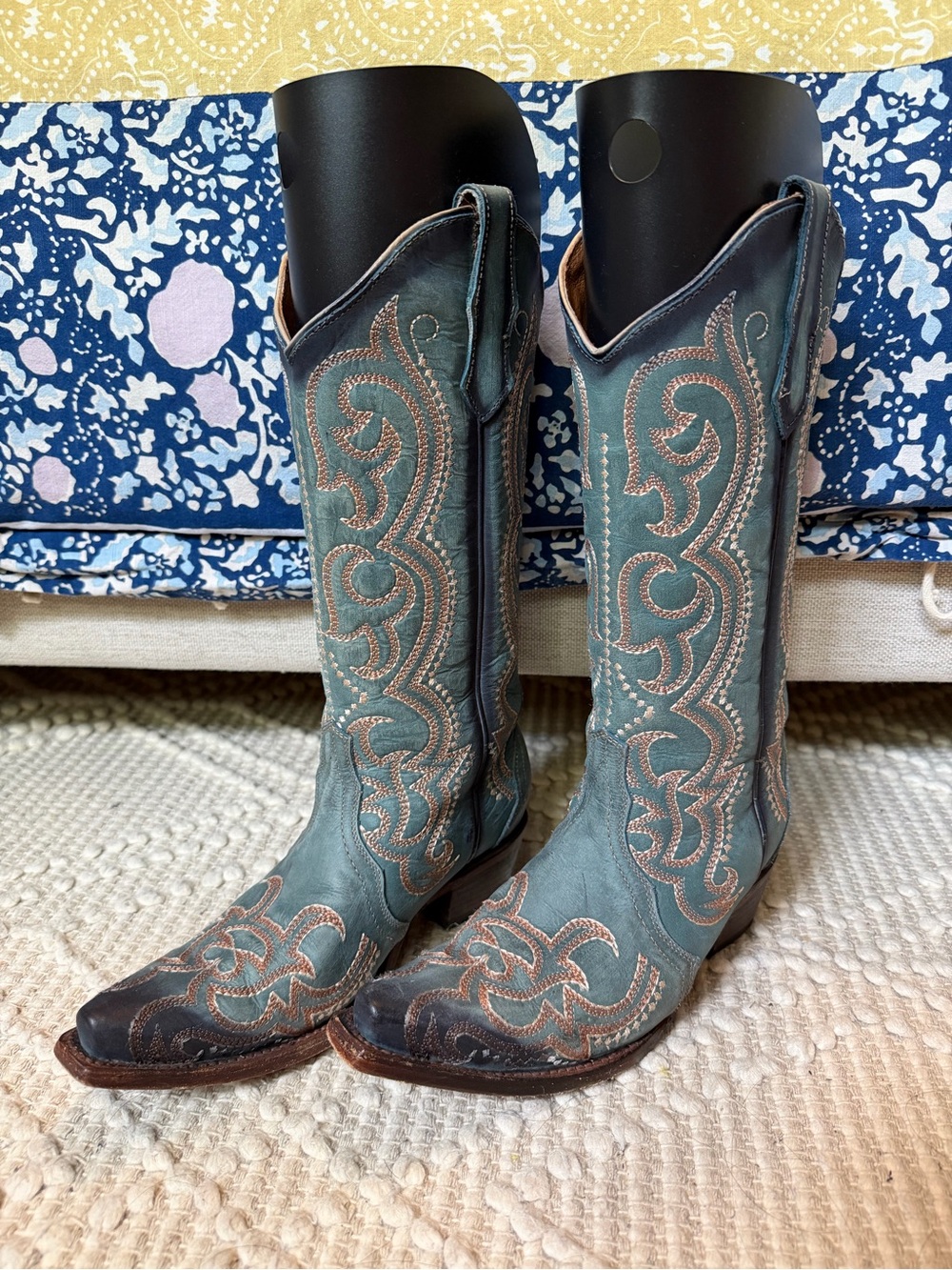 Circle G Teal Embroidered Leather Western Boots